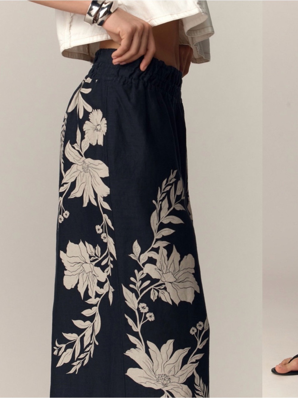 Anthropologie somerset black linen floral print pant - Picture 3 of 9